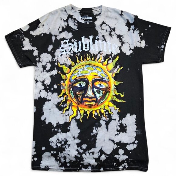NWOT Sublime Black & White Acid Wash Short Sleeve Unisex Graphic Band Tee Shirt - Picture 3 of 9